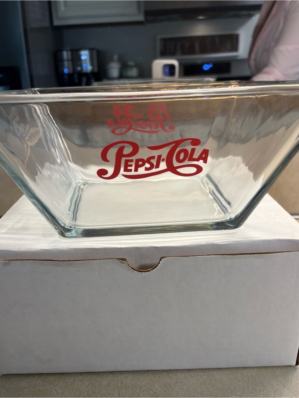 Vintage Pepsi-Cola Clear Glass Serving Bowl with Red Logo